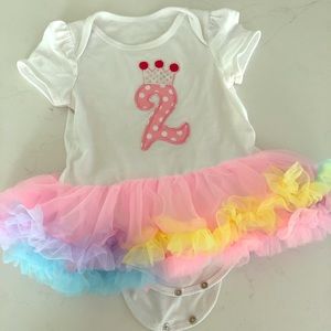 Girl’s “2” onesie with tutu